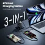 [GaN Tech] Toocki TCT67-34B1 67W 3-in-1 USB PD Charger with Retractable Cable PD Fast Charging Digital Display Wall Charger Adapter EU Plug for iPhone 16 16 Pro 15 14 13 Pro Max for Huawei Pura X for Xiaomi 15pro for Samsung Galaxy S25 Ultra