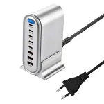 [GaN Tech] YMX-613 600W 8-Port USB PD Charger 3USB-A+5USB-C PD QC Fast Charging Digital Display Desktop Charging Station EU Plug US Plug for iPhone 16 16 Pro 15 14 13 Pro Max for Huawei Pura X for Xiaomi 15 Ultra for Samsung Galaxy S25 Ultra