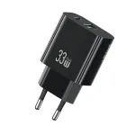 USAMS CC317 T65 33W 2-Port USB PD Charger USB-A+USB-C PD Fast Charging Wall Charger Adapter EU Plug for iPhone 16 16 Pro 15 14 13 Pro Max for Huawei Pura X for Xiaomi 15pro for Samsung Galaxy S25 Ultra