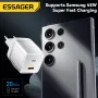 [GaN Tech] ESSAGER ES-CD42 70W 2-Port USB PD Charger USB-A+USB-C QC4.0 PD3.0 AFC FCP SCP DCP PPS BC1.2 Apple2.4A Fast Charging Wall Charger Adapter EU Plug for iPhone 15 14 13 for Huawei Pura 70 Ultra for Xiaomi Civi 4 Pro for Samsung Galaxy Z Fold6