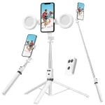 BT12 Selfie Stick Tripod with Filling Light Stainless Steel Phone Selfie Stick bluetooth Remote Control Stable Three-Legged Support for Live Broadcasts Video Shooting