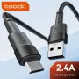 Toocki TQ-X16 2.4A USB-A to Micro USB Cable Fast Charging Data Transmission Tin-plated Copper Core Line 1M/2M Long for Huawei P Smart 2021 for Xiaomi 4C for iQOO U3x