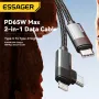 ESSAGER ES-X59 65 Вт Type-C на Type-C+iP кабель PD для быстрой зарядки и передачи данных медный сердечник длиной 1 м/2 м для iPhone 15 Plus 14 13 для Huawei Pura 70 Ultra для Xiaomi Civi 4 Pro