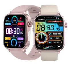 ET570 1.96inch HD Screen bluetooth Call ECG Heart Rate Blood Pressure Blood Oxygen Monitor Noninvasive Blood Glucose Measurement Uric Acid Blood Lipid Testing BMI Body Fat Sleep Monitoring Multi-sport Modes Music Playback IP68 Waterproof Smart Watch