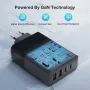 [GaN Tech] BlitzWolf® BW-S29 120W 4 Ports USB PD Wall Charger 2USB-A+2USB-C PD3.0 QC3.0 AFC FCP PPS APPLE Fast Charging EU Plug for iPhone 16 16 Pro 15 14 13 Pro Max for MacBook Pro for Airpods for Apple Watch
