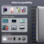 [GaN Tech] 200W 8-Port USB PD Charger 4USB-A+4USB-C PD QC Fast Charging Desktop Charging Station EU Plug for iPhone 16 16 Pro 15 14 13 Pro Max for Huawei Pura X for Xiaomi 15 Pro for Samsung Galaxy S25 Ultra