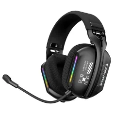 Cuffie da gioco ONIKUMA GT808 Tri-mode, auricolari Bluetooth wireless, altoparlante da 40 mm, suono stereo surround, luce RGB, paraorecchie traspiranti, fascia adattabile, cuffie cablate per e-sport con microfono rotante a 360°