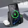 Versatile 3 In 1 Wireless Charger For Smartphone Tablet Smartwatch Earbuds LED Light Quick Charging Dock