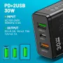 PD30W 3 Portlu USB PD Şarj Cihazı 2USB-A+USB-C PD QC3.0 Hızlı Şarj Duvar Şarj Adaptörü AB Fişi ABD Fişi iPhone 16 16 Pro 15 14 Plus 13 12 Xiaomi 15 pro Huawei Mate XT Samsung Galaxy Z Flip6