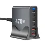 [GaN Tech] Bakeey YMX-470W 470W 6-Port USB PD Charger 2USB-A+4USB-C PD QC Fast Charging Desktop Charging Station EU Plug US Plug for iPhone 16 15 Pro 14 13 12 for Huawei Pura X for Xiaomi 15 Ultra for Samsung Galaxy S25 Ultra