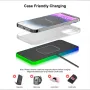 15W 10W 7.5W 5W Kablosuz Şarj Cihazı RGB Hızlı Kablosuz Şarj Pedi 1M Kablo ile Qi özellikli Akıllı Telefonlar için iPhone 15Pro Max/15 Pro/15 Plus/15 14 13 Huawei Mate60 Pro için Xiaomi 13pro için Airpods için