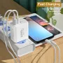 APD-60 60W 3-Port USB PD Charger Dual USB-C+USB-A PD QC3.0 Fast Charging Wall Charger Adapter EU Plug US Plug for iPhone 12 13 14 14Pro 14 Pro Max for Huawei Mate50 for Samsung Galaxy S23 for Redmi K60