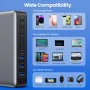 [GaN Tech] 300W 8-Port USB PD Charger 5USB-C+3USB-A QC PD Fast Charging Desktop Charging Station EU Plug for iPhone 16 15 Pro 14 13 Pro Max 12 for Huawei Pura X for Samsung Galaxy S25 Ultra for Xiaomi 15pro