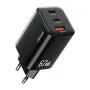 [GaN Tech] USAMS CC265 67W 3-Port USB Charger 2USB-C+USB-A Fast Charging Wall Charger Adapter EU Plug for iPhone 16 16 Pro 15 14 13 Pro Max for Xiaomi 15pro for Samsung Galaxy S25 Ultra