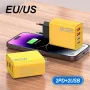 4-Port USB PD Charger Dual USB-A+Dual USB-C PD QC3.0 Fast Charging Wall Charger Adapter EU Plug US Plug for iPhone 15 14 13 for Huawei Pura 70 Ultra for Xiaomi MIX Fold4 for Samsung Galaxy Z Flip6