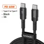 สายเคเบิล Toocki Type-C ถึง Type-C 100W QC4.0 ชาร์จเร็ว ส่งข้อมูลด้วยสายแกนหนา ยาว 0.5 ม./1 ม./2 ม. สำหรับ Huawei Mate50 สำหรับ Xiaomi Mi13 สำหรับ Samsung Galaxy Z Flip 4 สำหรับ OPPO Reno8 สำหรับ Pad Air4 10.9