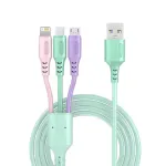 3-in-1 Universal USB-A to Micro/iP/Type-C Cable Fast Charging Copper Core Line 1.2M Long for iPhone 15 14 13 Pro for Huawei Nova Flip for Samsung Galaxy Z Flip6 for Xiaomi Civi 4pro