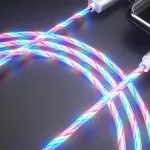 1M/2M USB-A to Type-C Glowing Cable Mobile Phone Charging Cables Tinned Copper Core Line with RGB Light for iPhone 16 16 Pro 15 Pro Max for HUAWEI for SAMSUNG for XIAOMI