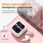 Auricolare K8 Smart Touch Auricolare wireless Bluetooth 5.4 con display LCD a colori, 4 microfoni ENC, cancellazione del rumore, batteria da 600 mAh, supporto musicale MP3 integrato, riproduzione di schede TF, cuffie sportive semi-in-ear multilingue con c