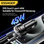ESSAGER FSJ-008 105W 3-Port USB PD Car Charger Adapter USB-A+2USB-C PD PPS Fast Charging with Blue LED for iPhone 16 16Pro 15 14 13 for Xiaomi 15pro for Samsung Galaxy S25 Ultra for Huawei Mate 70