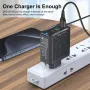 Chargeur USB PD USLION BK303 100 W 4 ports 2 USB-A + 2 USB-C PD QC3.0, adaptateur secteur à charge rapide, prise UE, prise US pour iPhone 15, 14, 13 Pro, Huawei Nova Pro, Samsung Galaxy Z Flip6, Xiaomi Civi 4Pro