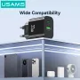 USAMS CC317 T65 33W 2-Port USB PD Charger USB-A+USB-C PD Fast Charging Wall Charger Adapter EU Plug for iPhone 16 16 Pro 15 14 13 Pro Max for Huawei Pura X for Xiaomi 15pro for Samsung Galaxy S25 Ultra