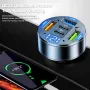 JMG 250W 5-Port USB PD Car Charger Adapter 3USB-A+2USB-C PD QC3.0 Fast Charging with Blue LED Digital Display for iPhone 16 16 Pro 15 14 13 Pro Max for Samsung Galaxy S25 Ultra for Huawei Pura X for Xiaomi 15pro