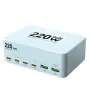 [GaN Tech]Bakeey WLX-818L 220W 6-Port USB PD Charger 2USB-A+4USB-C PD QC3.0 Fast Charging Desktop Charging Station EU Plug US Plug for iPhone 16 15 Pro 14 13 12 Pro Max for HUAWEI for SAMSUNG for Airpods for Apple Watch