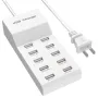 50W 10-Ports Power Hub Smart Plug Charging Dock 10xUSB-A Fast Charging Power Strip EU Plug US Plug for iPhone 15 14 13 for Huawei Pura 70 Ultra for Xiaomi Civi 4 Pro for Samsung Galaxy S24 for MacBook for iPads