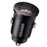 ESSAGER ES-CC15 45W 2-Port USB PD Car Charger Adapter USB-A+USB-C PD3.0 QC3.0 Support AFC FCP iP2.4A Fast Charging for iPhone 16 16 Pro 15 14 13 Pro Max for Huawei Pura X for Xiaomi 15pro for Samsung Galaxy S25 Ultra