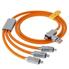 Кабель USB-A/USB-C мощностью 120 Вт к USB-C/IP/Micro USB Быстрая зарядка Передача данных Утолщенный луженый медный сердечник Линия длиной 1,2 м для iPhone 16 16 Pro 15 14 13 Pro Max для Huawei Mate 70 Pro для Xiaomi 15pro