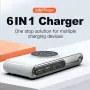 Bakeey WLX-F9A 72W 4-Port USB PD Charger with Wireless Magnetic Charger Pad 2USB-A+2USB-C PD QC3.0 Fast Charging Desktop Charging Station EU Plug US Plug for iPhone 16 15 Pro 14 13 12 Pro Max for Huawei Mate XT for iPad Pro for Airpods for MacBook Pro