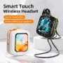 Auricolare K8 Smart Touch Auricolare wireless Bluetooth 5.4 con display LCD a colori, 4 microfoni ENC, cancellazione del rumore, batteria da 600 mAh, supporto musicale MP3 integrato, riproduzione di schede TF, cuffie sportive semi-in-ear multilingue con c