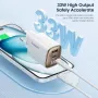 [GaN Tech] Toocki TCT33-22EU 33W 2-Port USB PD Charger USB-A+USB-C PD3.0 QC3.0 Fast Charging Digital Display Wall Charger Adapter EU Plug for iPhone 16 Pro 15 14 Pro Max 13 12 for Huawei Pura X for Samsung Galaxy S25 Ultra