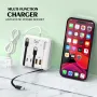 Jalur Kuasa USB 4-Port 66W 2USB-A+2USB-C PD Penyesuai Pengecas Desktop Pengecasan Pantas dengan 3 Talian untuk iPhone 16 16 Pro 15 14 13 Pro Max untuk XIAOMI untuk SAMSUNG HUAWEI