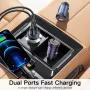 ESSAGER ES-CC07 30W/45W 2-Port USB PD Car Charger Adapter USB-A+USB-C PD3.0 QC3.0 Support FCP SCP AFC PPS Fast Charging for iPhone 15 14 13 for Huawei Mate60 Pro for Samsung Galaxy Z Flip4