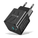 BK-315 PD25W 2-Port USB PD Charger USB-A+USB-C PD QC3.0 Fast Charging Wall Charger Adapter EU Plug for iPhone 16 16 Pro 15 Pro Max 14 13 for Huawei Mate 70 Pro for Xiaomi 15pro