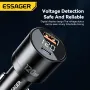 ESSAGER FSJ-009 120W 2-Port USB PD Car Charger Adapter 18W USB QC3.0 100W USB-C PD Fast Charging Digital Display for iPhone 15 15 Plus 15 Pro Max for Xiaomi Civi4 Pro for Huawei Pura 70 Ultra for Samsung Galaxy S24