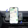 USAMS ZJ077 Mini Black Car Phone Holder Air Vent for 4.7-6.9inch Mobile Phone One-button Locking 360° Sphere Mount Stand