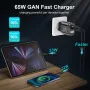 [GaN Tech] USLION 65W 2-Port USB PD Charger 33W USB-C PD+33W QC3.0 PD3.0 FCP AFC Fast Charging Wall Charger Adapter EU Plug for iPhone 12 13 14 14Pro for Huawei Mate50 for Samsung Galaxy S23 for Oppo Reno9