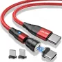 USLION PD60W Type-C для Type-C/iP/Micro Кабель для быстрой зарядки и передачи данных Магнитная линия длиной 1 м/2 м для iPhone14 Pro Max для Samsung Galaxy Note 20 для Huawei Mate50 для Xiaomi Mi12