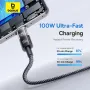 Baseus Display 2 100W USB-A - Type-C LEDディスプレイケーブル 高速充電データ転送 錫メッキ銅コアライン 長さ1m/2m iPhone 16 16 Pro 15 Pro Max Samsung Galaxy Z Flip6 Xiaomi 15pro Huawei Mate XT用