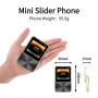 i19 Pro Mini 2G GSM 2.4 pous doub SIM Kat Doub Standby 1050mAh FM Vibration Gran Bouton Slide Bouton Mobil telefòn ak Doub dirije Flashlight