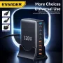 [GaN Tech] ESSAGER YMX-320W 320W 8-Port USB PD Charger 4USB-A+4USB-C PD3.0 QC4.0 PPS SCP AFC FCP Fast Charging Desktop Charging Station EU Plug for iPhone 16 15 Pro 14 13 Pro Max for Samsung Galaxy Z Flip6 for Xiaomi MIX Fold4