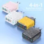 Chargeur USB PD USLION BK303 100 W 4 ports 2 USB-A + 2 USB-C PD QC3.0, adaptateur secteur à charge rapide, prise UE, prise US pour iPhone 15, 14, 13 Pro, Huawei Nova Pro, Samsung Galaxy Z Flip6, Xiaomi Civi 4Pro