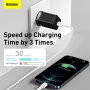 Baseus 30W 2-portowa ładowarka USB PD USB-A + USB-C PD3.0 QC3.0 Apple2.4 BC1.2 Szybka ładowarka ścienna Adapter wtyczki UE do iPhone'a 15 14 13 do Huawei Mate60 Pro do Samsunga Galaxy S24 do Xiaomi 14pro