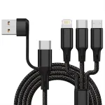 3A USB-A/Type-C to Micro/iP/Type-C Cable Fast Charging Copper Core Line 1.2M Long for iPhone 15 14 13 for Huawei Pura 70 Ultra for Xiaomi Civi4 Pro for Samsung Galaxy S24