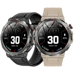 MK68 1,43 pollici Display AMOLED Bussola Bluetooth Chiamata Frequenza cardiaca Monitoraggio dell'ossigeno nel sangue Test da sforzo Salute femminile Monitoraggio del sonno Modalità multi-sport Riproduzione musicale Orologio intelligente impermeabile IP68