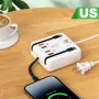 Jalur Kuasa USB 4-Port 66W 2USB-A+2USB-C PD Penyesuai Pengecas Desktop Pengecasan Pantas dengan 3 Talian untuk iPhone 16 16 Pro 15 14 13 Pro Max untuk XIAOMI untuk SAMSUNG HUAWEI