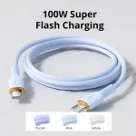 100W Type-C to Type-C Fast Charging Cable 6A Super Charge Silicone USB-C Data Cable for Android Phones 1m 2m